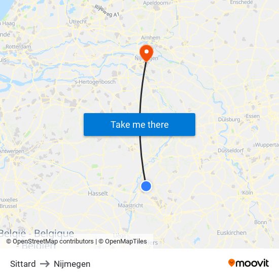 Sittard to Nijmegen map