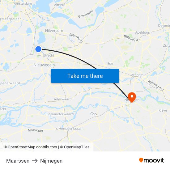 Maarssen to Nijmegen map