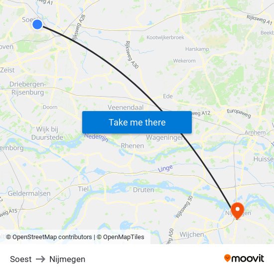 Soest to Nijmegen map