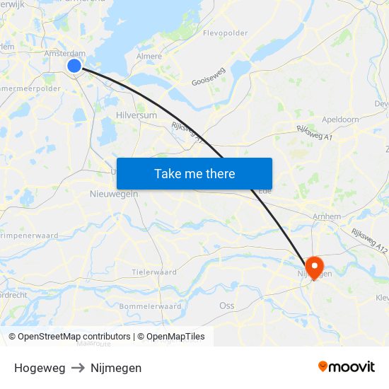 Hogeweg to Nijmegen map