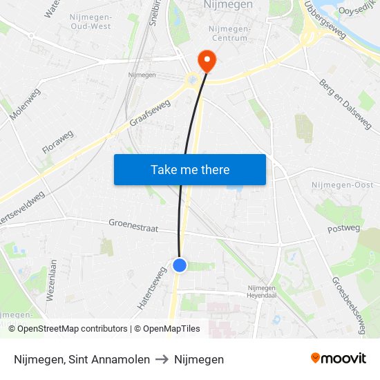 Nijmegen, Sint Annamolen to Nijmegen map