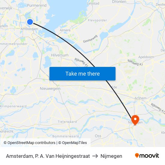 Amsterdam, P. A. Van Heijningestraat to Nijmegen map