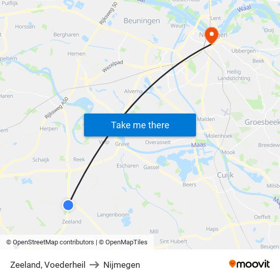 Zeeland, Voederheil to Nijmegen map
