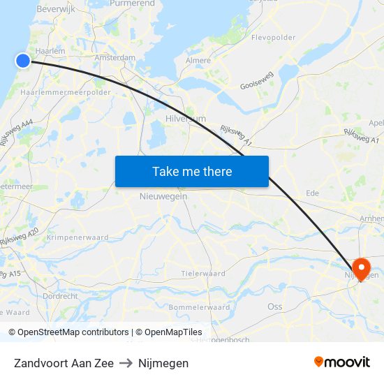 Zandvoort Aan Zee to Nijmegen map