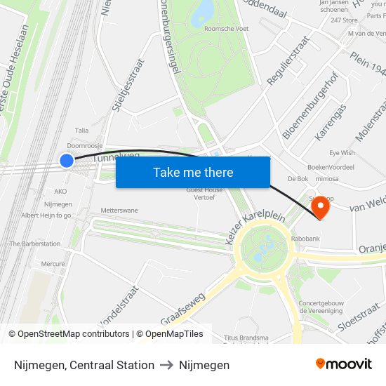 Nijmegen, Centraal Station to Nijmegen map