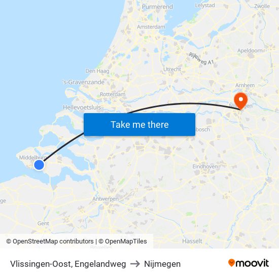 Vlissingen-Oost, Engelandweg to Nijmegen map