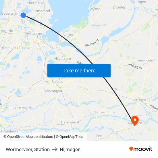 Wormerveer, Station to Nijmegen map