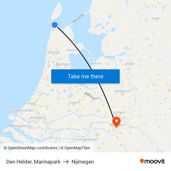 Den Helder, Marinapark to Nijmegen map