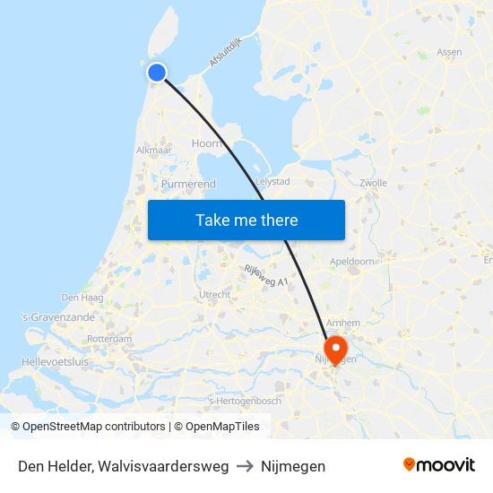 Den Helder, Walvisvaardersweg to Nijmegen map