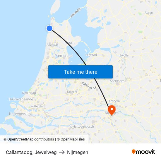 Callantsoog, Jewelweg to Nijmegen map