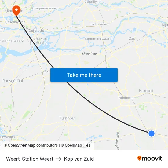 Weert, Station Weert to Kop van Zuid map