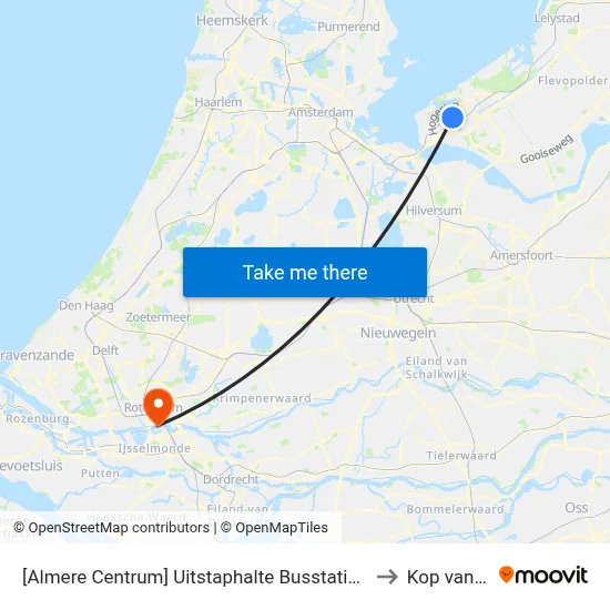 [Almere Centrum] Uitstaphalte Busstation,Haltes O,P,Q to Kop van Zuid map