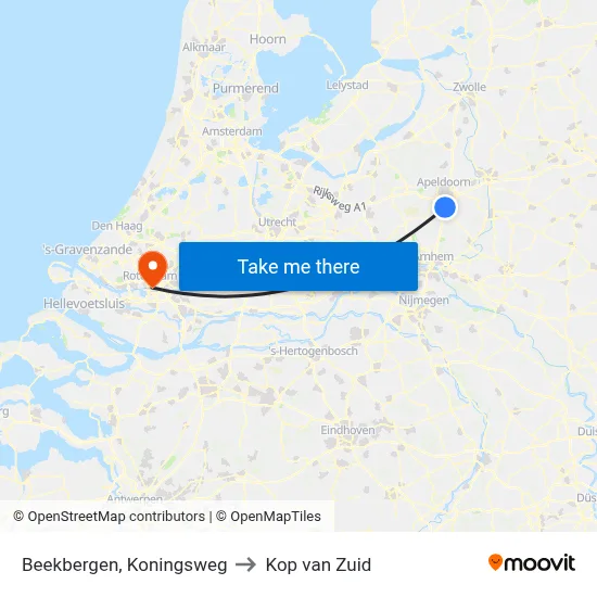 Beekbergen, Koningsweg to Kop van Zuid map