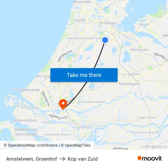 Amstelveen, Groenhof to Kop van Zuid map