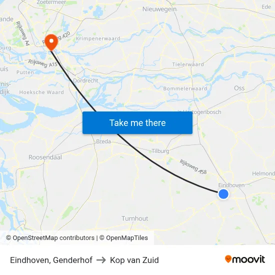 Eindhoven, Genderhof to Kop van Zuid map
