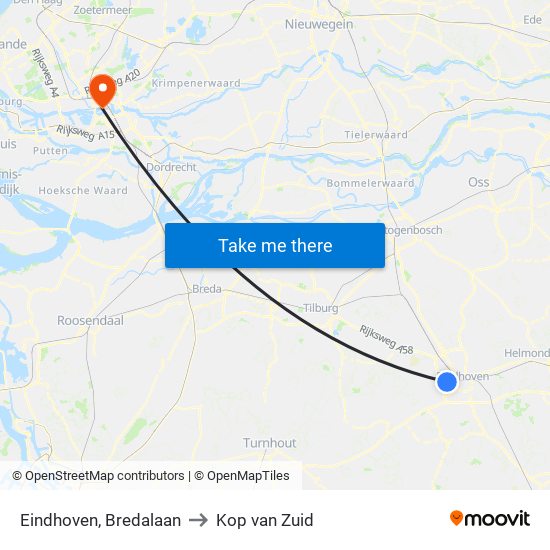 Eindhoven, Bredalaan to Kop van Zuid map