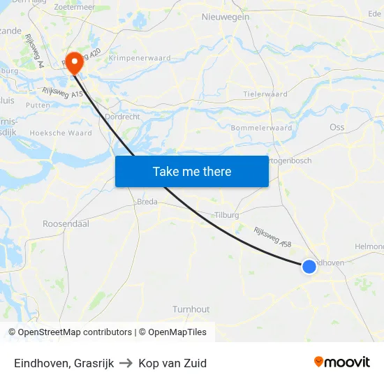 Eindhoven, Grasrijk to Kop van Zuid map