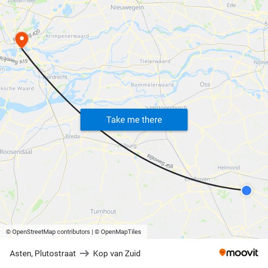 Asten, Plutostraat to Kop van Zuid map