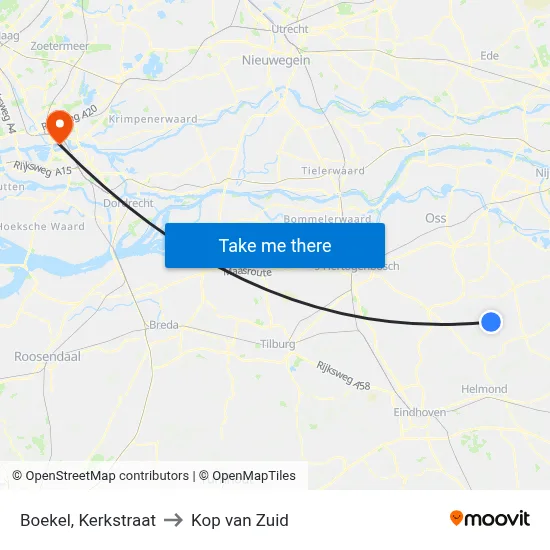 Boekel, Kerkstraat to Kop van Zuid map