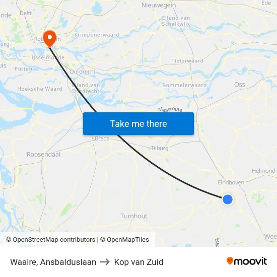 Waalre, Ansbalduslaan to Kop van Zuid map