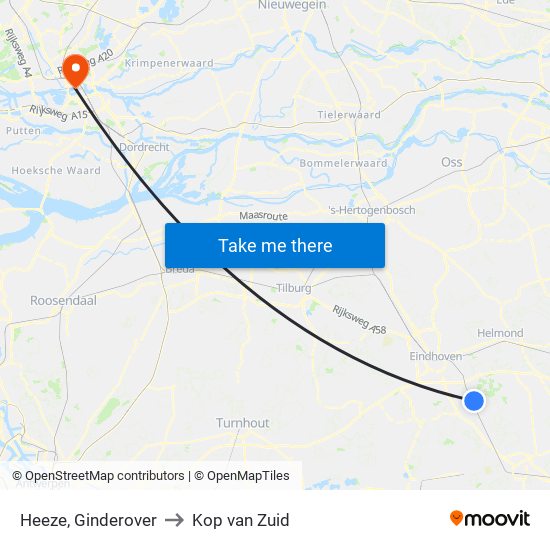 Heeze, Ginderover to Kop van Zuid map