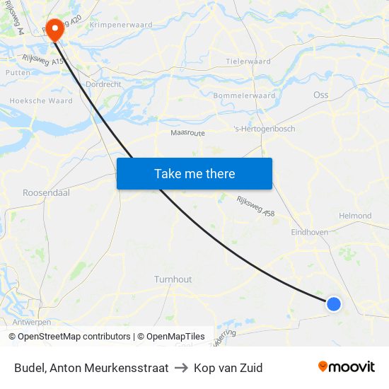 Budel, Anton Meurkensstraat to Kop van Zuid map