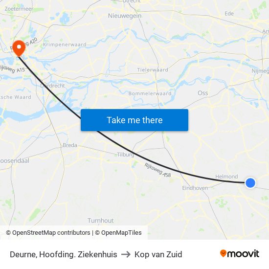 Deurne, Hoofding. Ziekenhuis to Kop van Zuid map