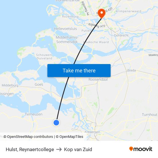 Hulst, Reynaertcollege to Kop van Zuid map