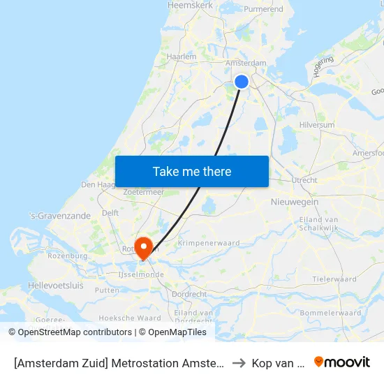 [Amsterdam Zuid] Metrostation Amsterdam Zuid to Kop van Zuid map