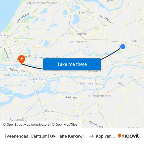 [Veenendaal Centrum] Ov-Halte Kerkewijk (Oostzijde) to Kop van Zuid map