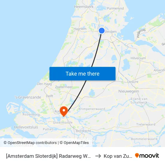 [Amsterdam Sloterdijk] Radarweg West to Kop van Zuid map