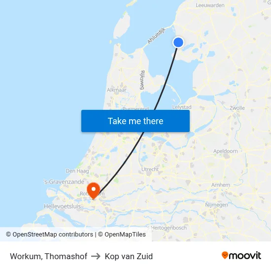 Workum, Thomashof to Kop van Zuid map