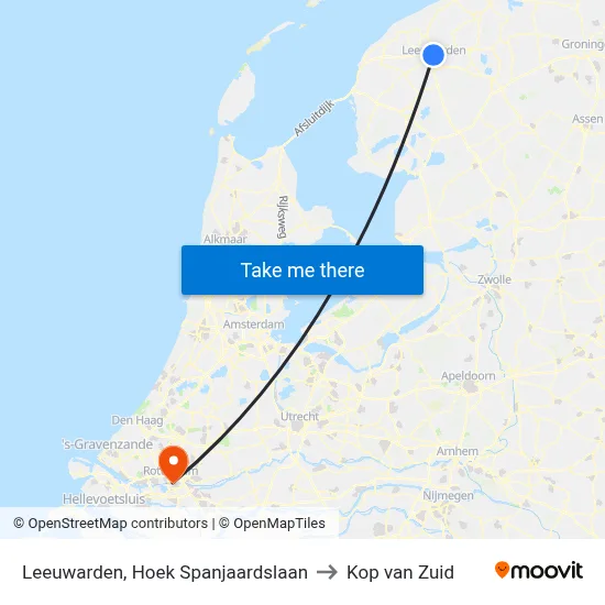 Leeuwarden, Hoek Spanjaardslaan to Kop van Zuid map