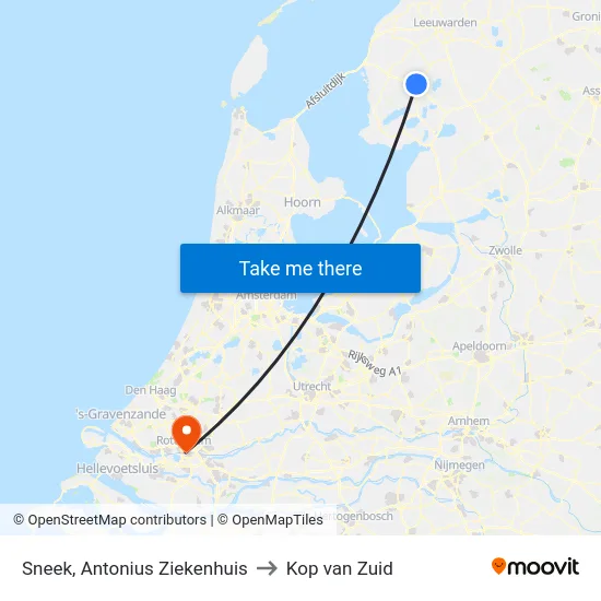 Sneek, Antonius Ziekenhuis to Kop van Zuid map