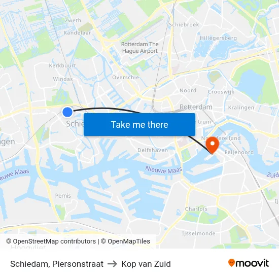 Schiedam, Piersonstraat to Kop van Zuid map