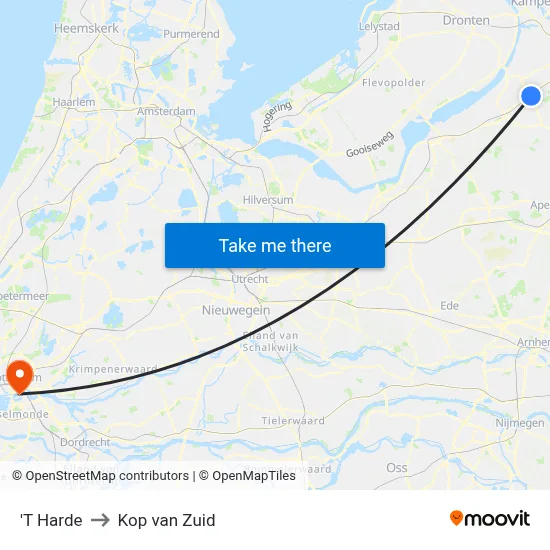 'T Harde to Kop van Zuid map
