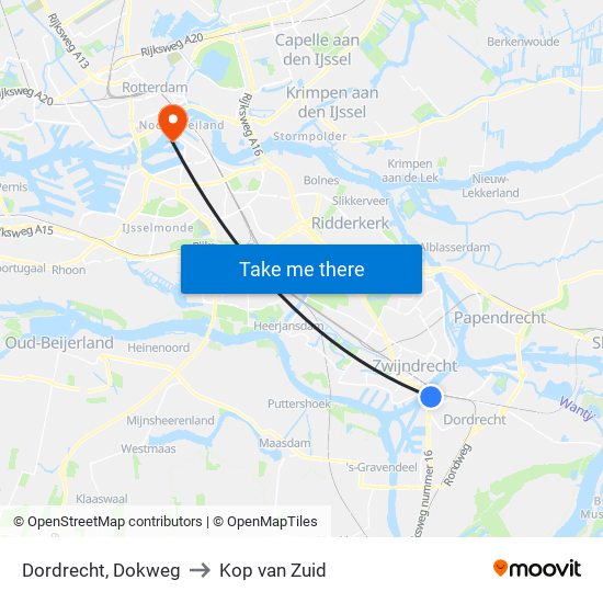 Dordrecht, Dokweg to Kop van Zuid map