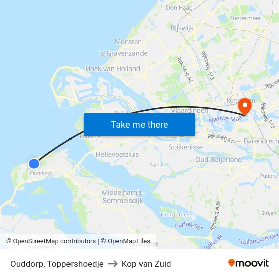 Ouddorp, Toppershoedje to Kop van Zuid map