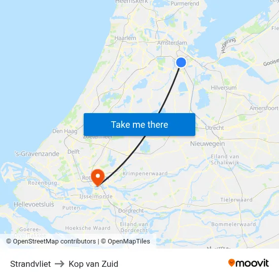 Strandvliet to Kop van Zuid map
