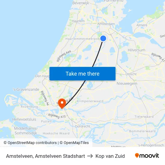 Amstelveen, Amstelveen Stadshart to Kop van Zuid map