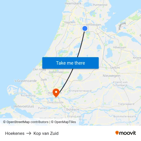 Hoekenes to Kop van Zuid map