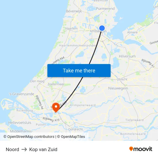 Noord to Kop van Zuid map
