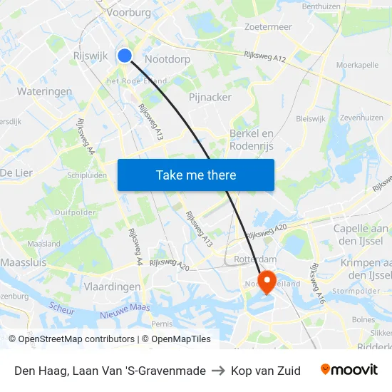 Den Haag, Laan Van 'S-Gravenmade to Kop van Zuid map