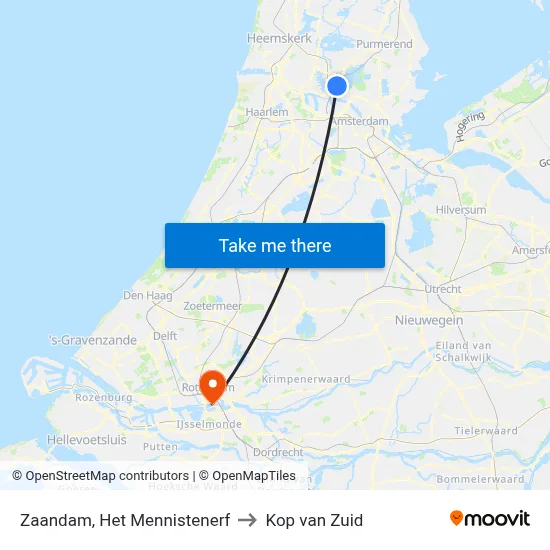 Zaandam, Het Mennistenerf to Kop van Zuid map