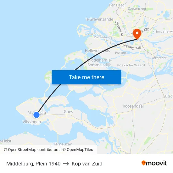 Middelburg, Plein 1940 to Kop van Zuid map