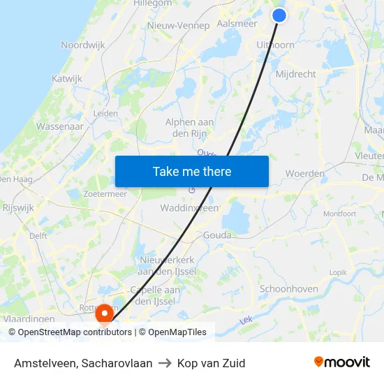 Amstelveen, Sacharovlaan to Kop van Zuid map