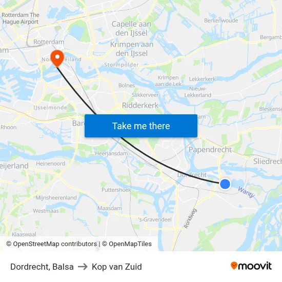 Dordrecht, Balsa to Kop van Zuid map