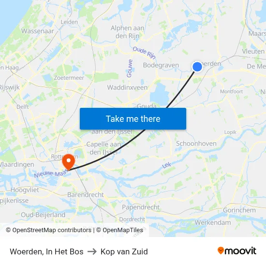 Woerden, In Het Bos to Kop van Zuid map