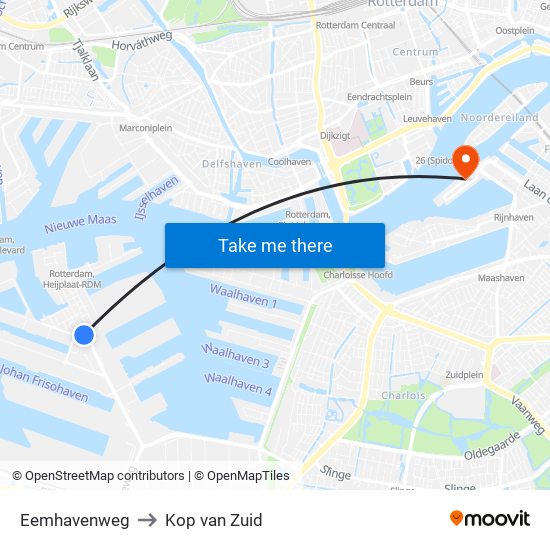 Eemhavenweg to Kop van Zuid map