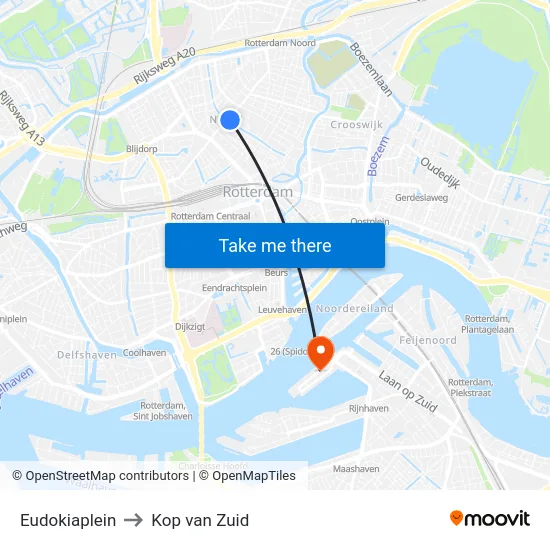 Eudokiaplein to Kop van Zuid map